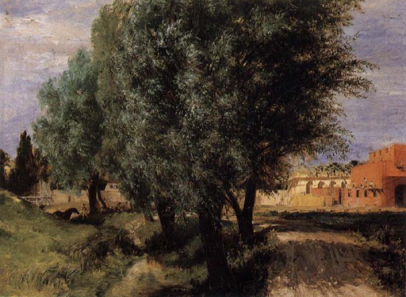 Building Site with Meadow, Adolph von Menzel